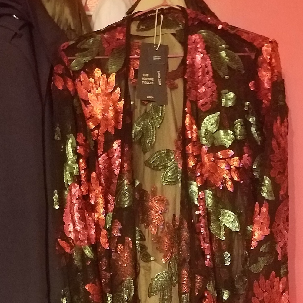 RELISTED - AW17 Zara Floral Sequined Kimono Dress